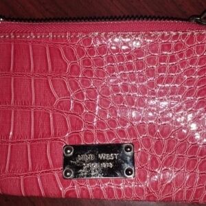 Nine West Coral Croc-Embossed Wristlet
